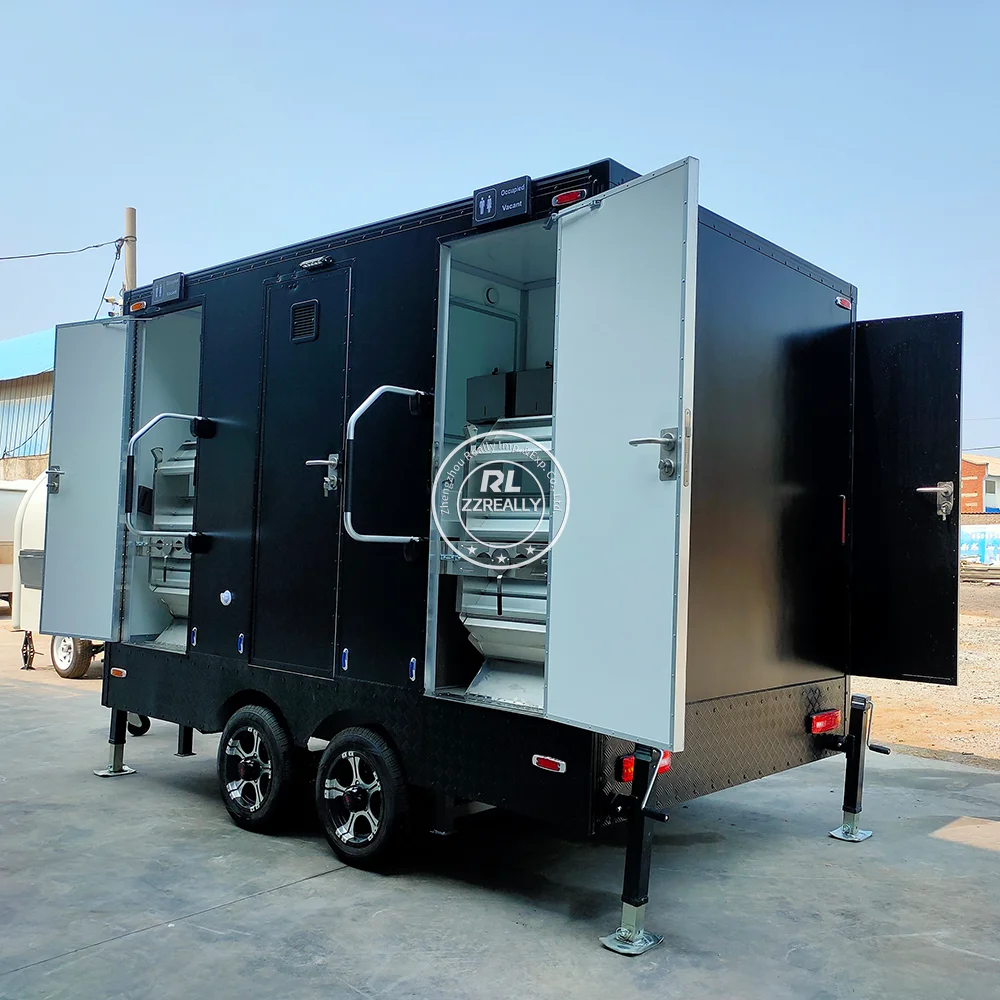 4 Station Prefab House Portable Toilet Trailer Shower Rooms Outdoor Camping Mobile Toilet Trailer Luxury Restroom Trailer