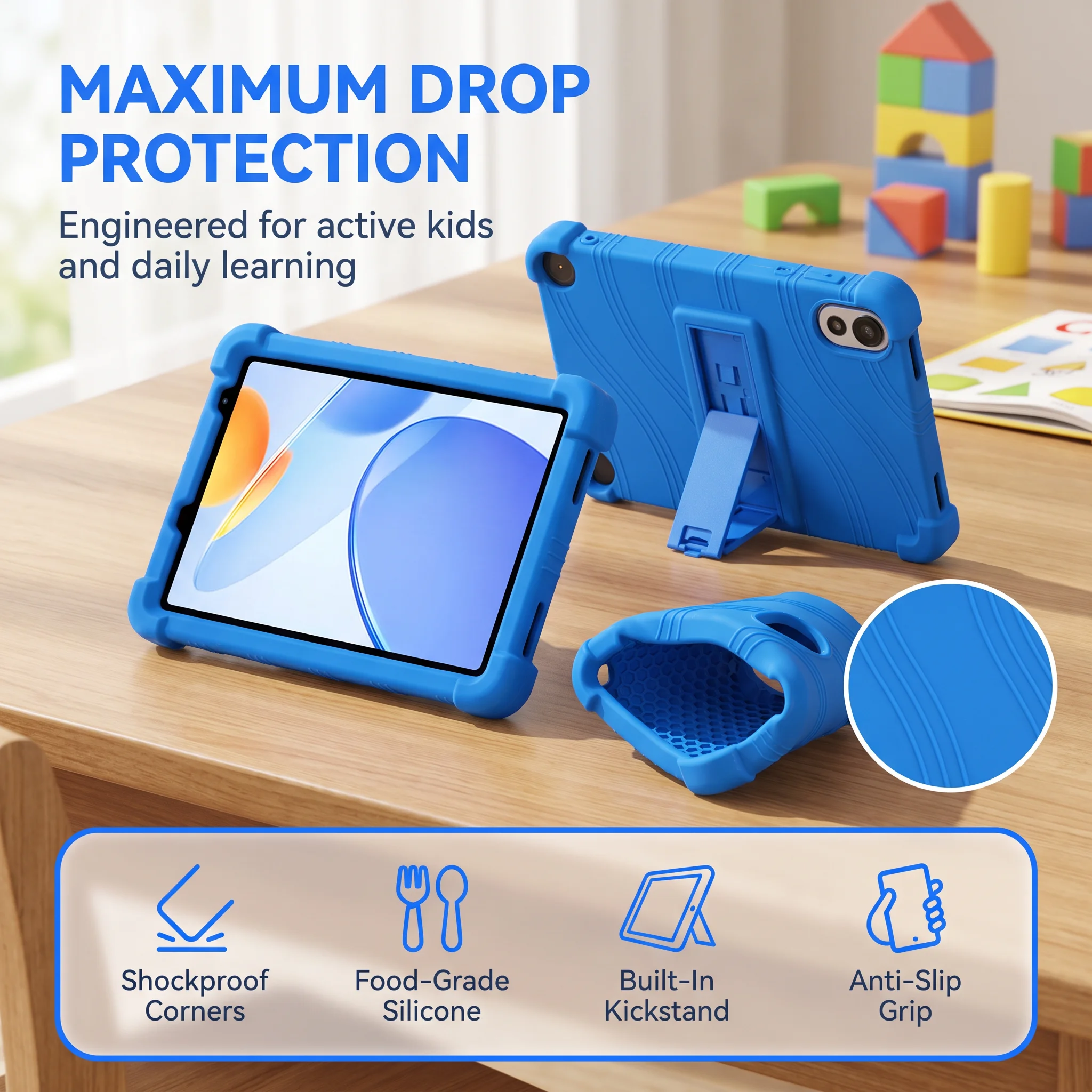 For TechLife Pad Lite 8 Case - 8Inch Funda with 4 Shockproof Airbags Soft Silicon Stand Protective Shell for TechLife Pad Lite 8