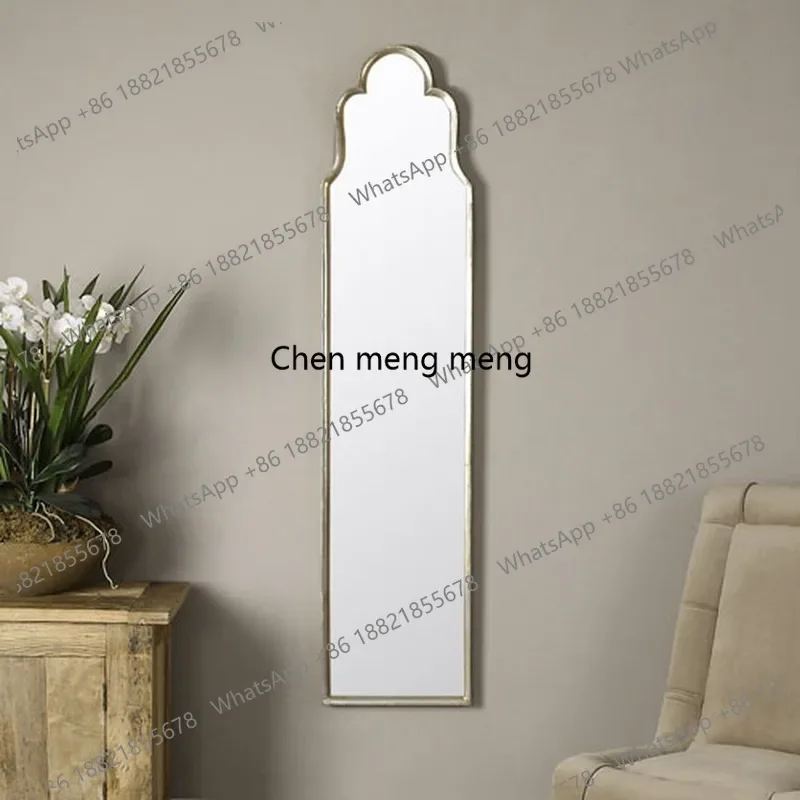 full-body mirror ins wind special-shaped girls' bedroom ultra-narrow floor mirror arched wall-mounted full-length mirror