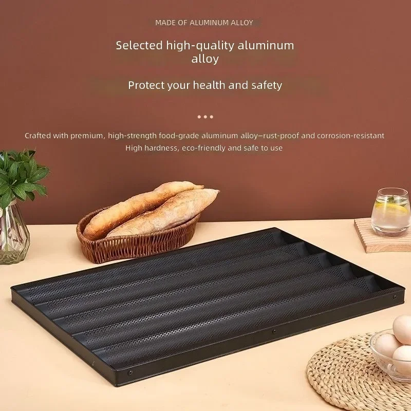 for Baguette Non-stick Baking Pan 4 5 Slots Wave U-shaped Mold Commercial 60x40cm Bread Tray
