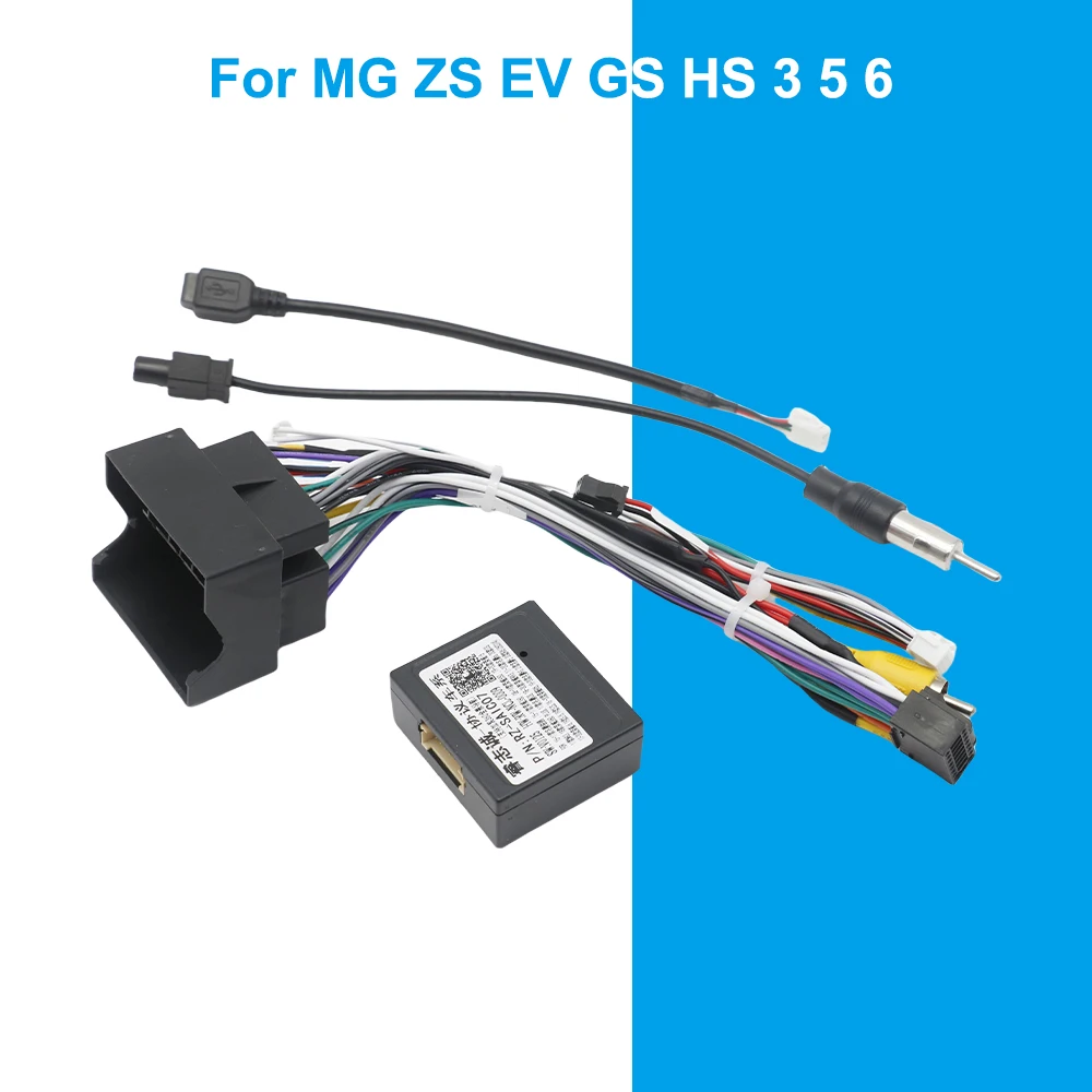 Wiring Harness CAN Bus Decoder 16 Pin Plug Camera Input Car Android Head Unit Cable Adapter for MG ZS EV GS HS 3 5 6