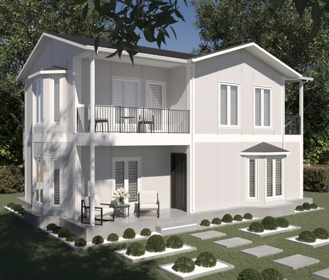 Luxury Modern 2 Floor House Steel Frame House 4 Bedrooms Light Steel Frame Prefab House Villa