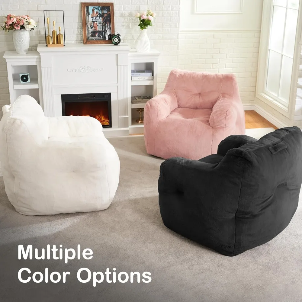 كرسي كيس فول Hobestluk للكبار كراسي كيس فول صغيرة مع أذرع كرسي كيس القماش فروي مع حشو رغوة محشوة أريكة بنمط حقيبة الفول fo #5