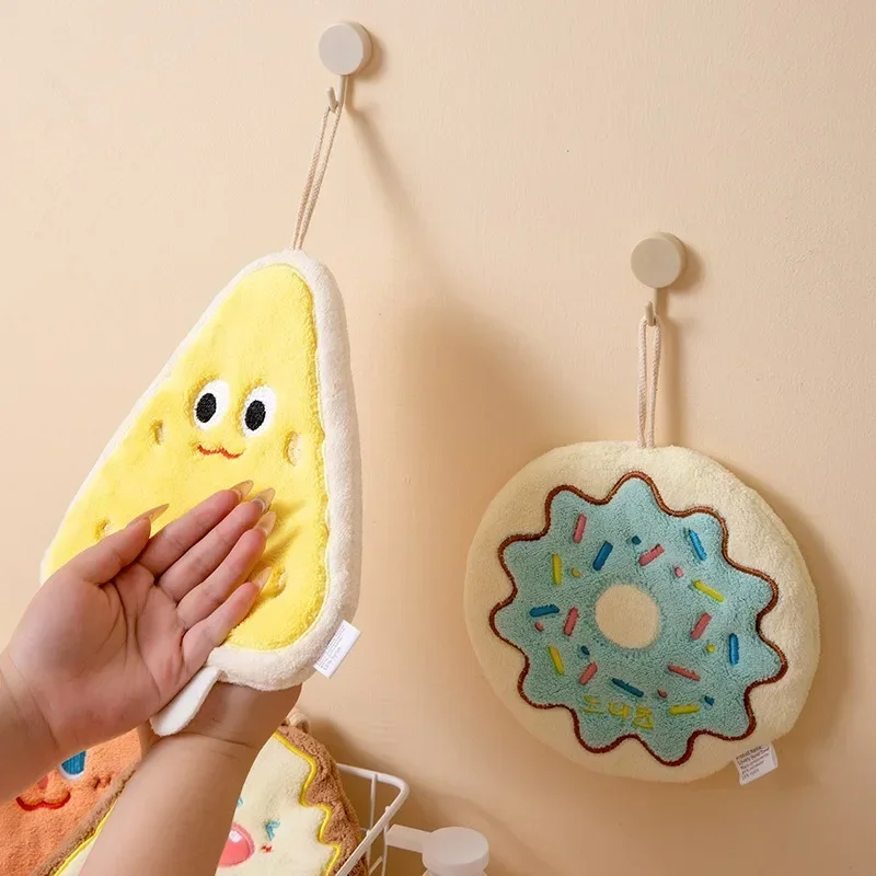 1pc schattig cartoonpatroon hangende handdoek voor het afvegen van handen absorberende zachte handdoek met ophanglus voor kinderen badkamerbenodigdheden