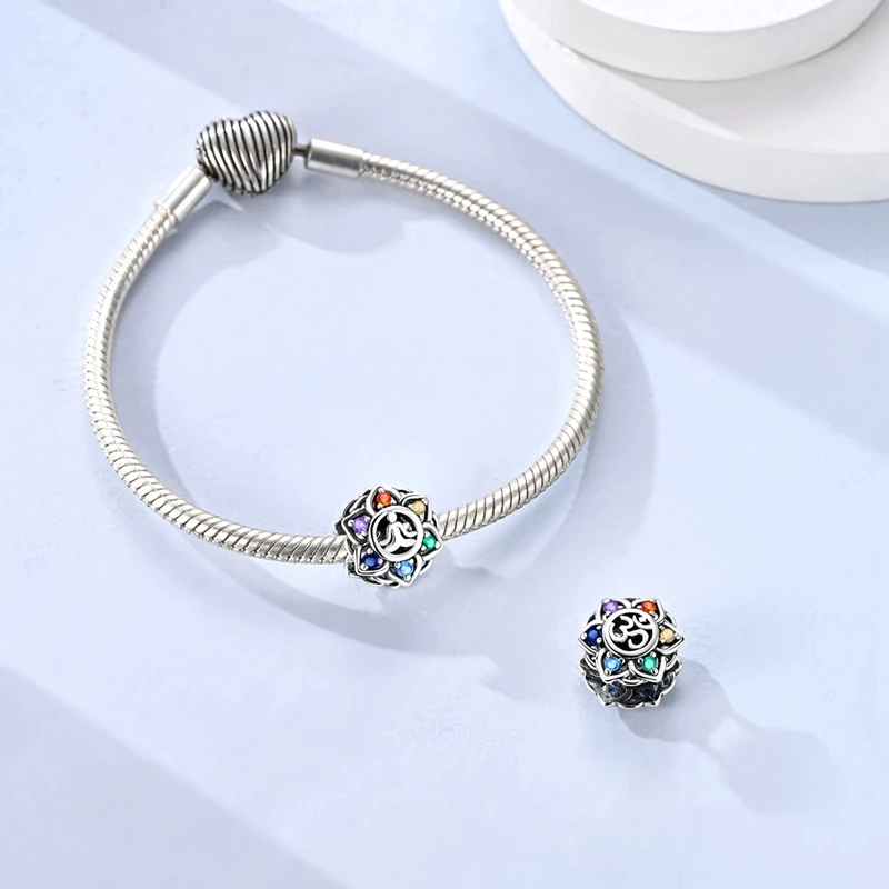 Fit Original Bracelet 925 Sterling Silver Charms Bead CZ Zircon Lotus Yoga Pendants DIY Jewelry Gift