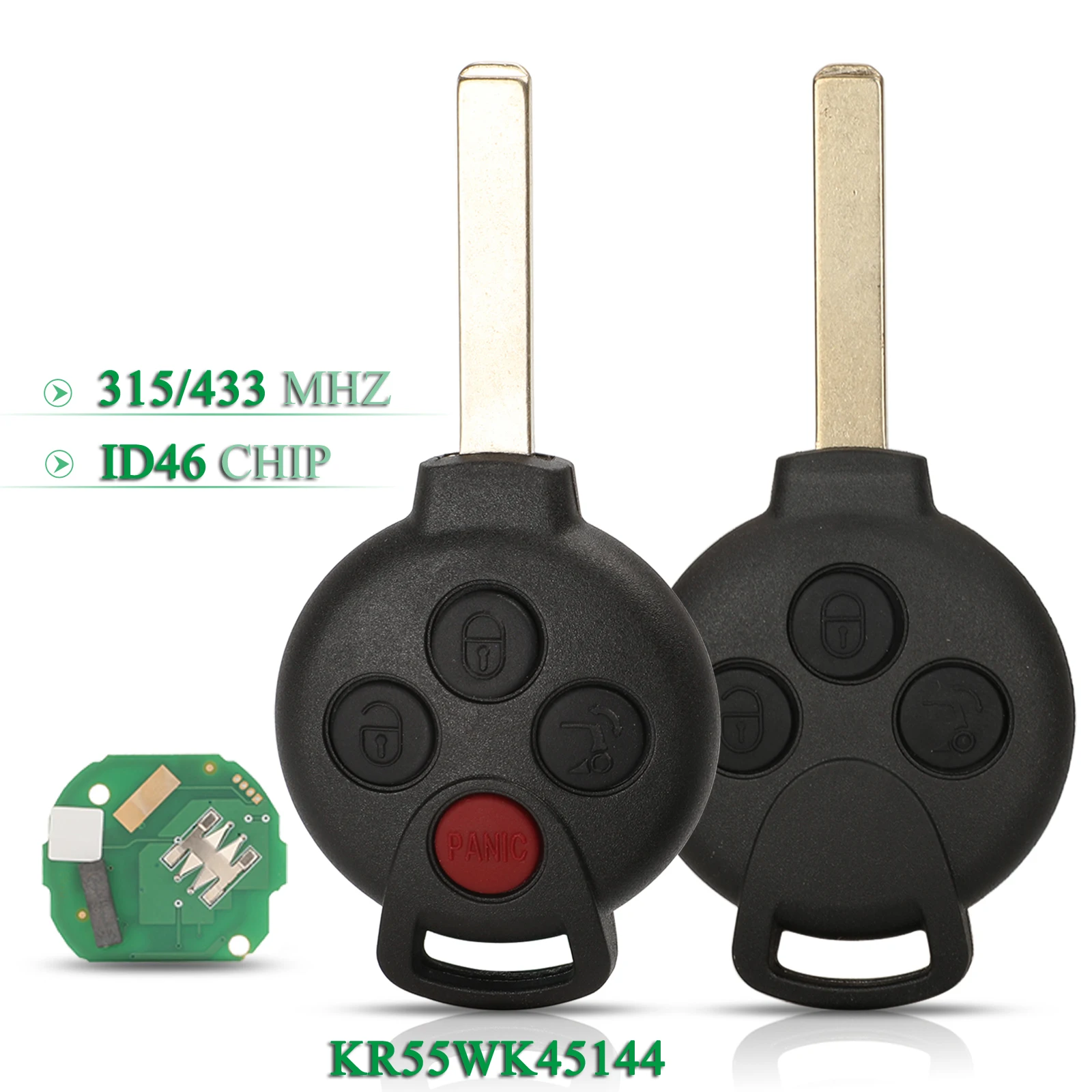 jingyuqin For MERCEDES BENZ MB Smart 451 2007-2013 Remote Car Key 433Mhz ID46 PCF7941 Chip Fob 3/4 Buttons
