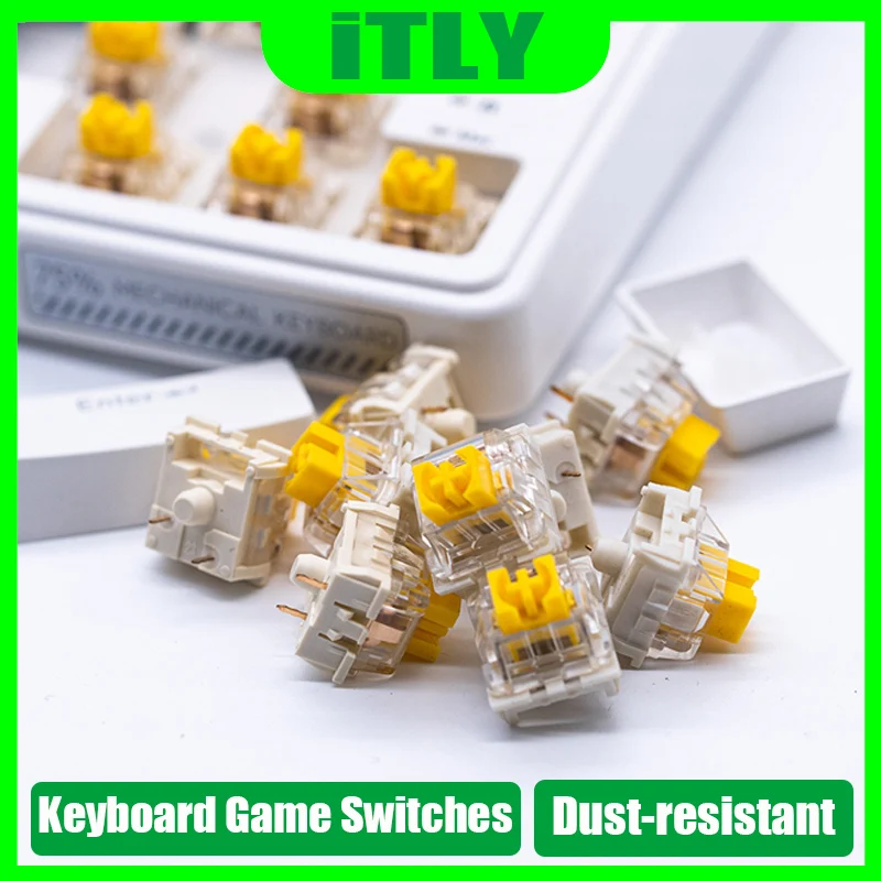 

Желтый 3-контактный переключатель, пылезащитные линейные переключатели клавиатуры, линейный механический переключатель с точной осью