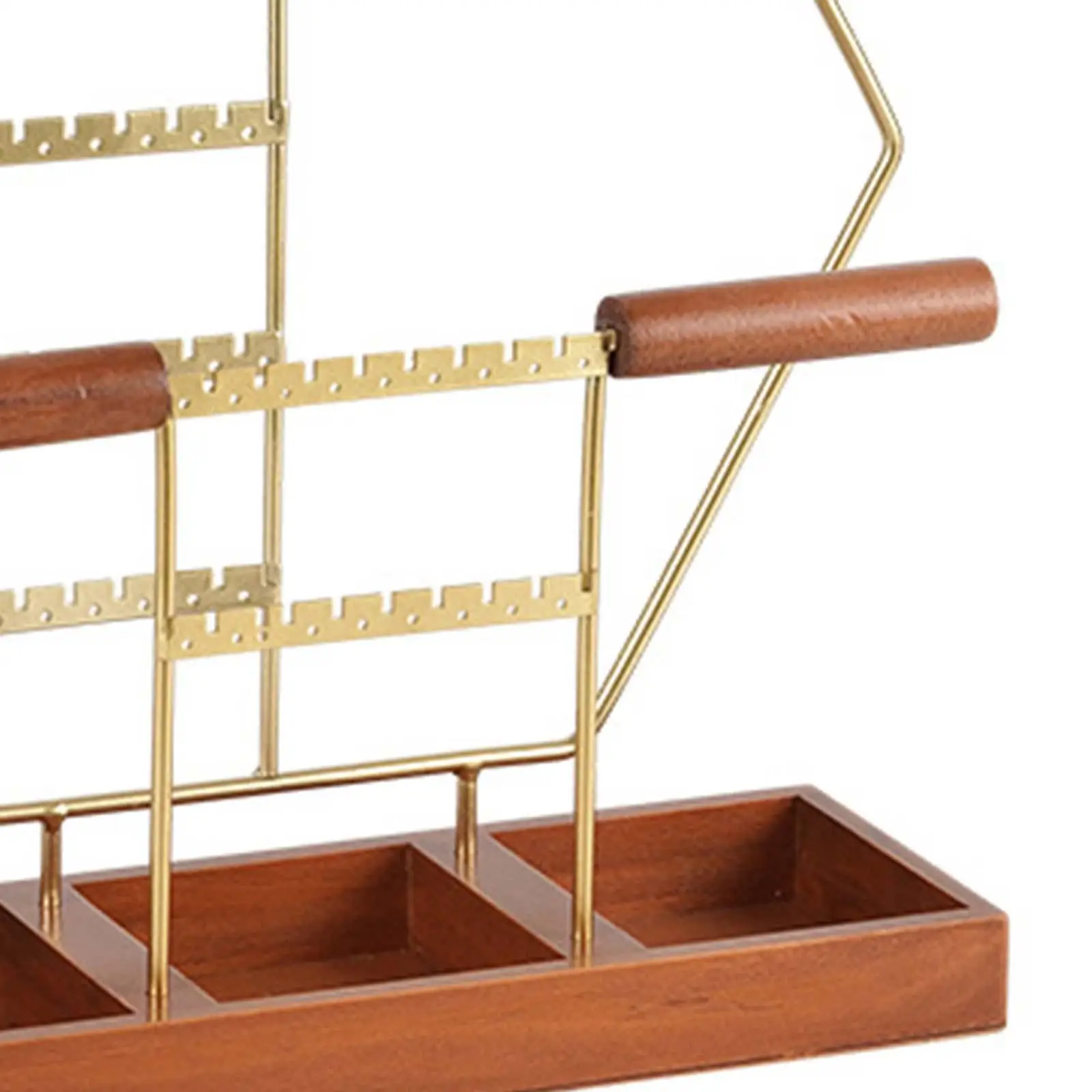 Wood Iron Jewelry Organizer Display Rack with Drawer Multi Tier Necklace Bracelet Earring Storage Stand for Bedroom Vanity