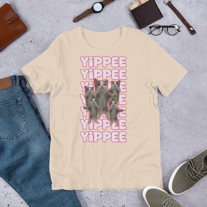 Yippe Funny Cat Meme T-shirt Cat Shirt Goofy Ahh Tshirt Happy Cat Jumping Meme Tee Gen Z Humour Tee Tik Tok Memes Shirt