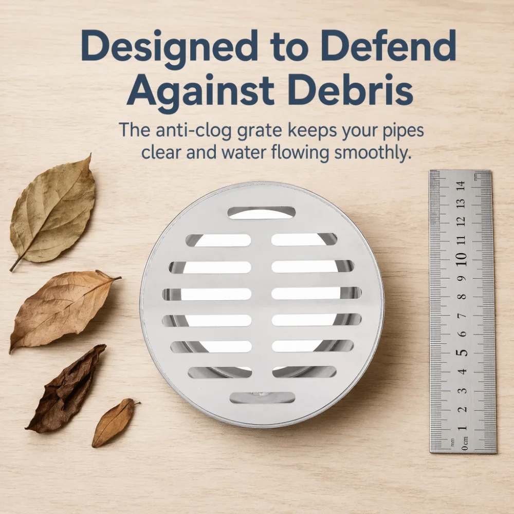 304 Stainless Steel Floor Drain Cover Round Shape Snap-in Design Grate Cover Anti Clog Anti Blocking Drain Cover Yard