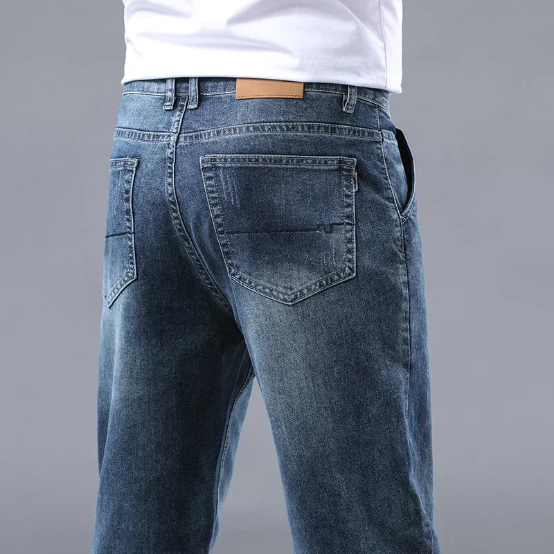 

2025 New Men's Jeans Business Casual Pure Cotton Soft and Comfortable Trousers Washed Loose Straight Leg Mopping Pants
