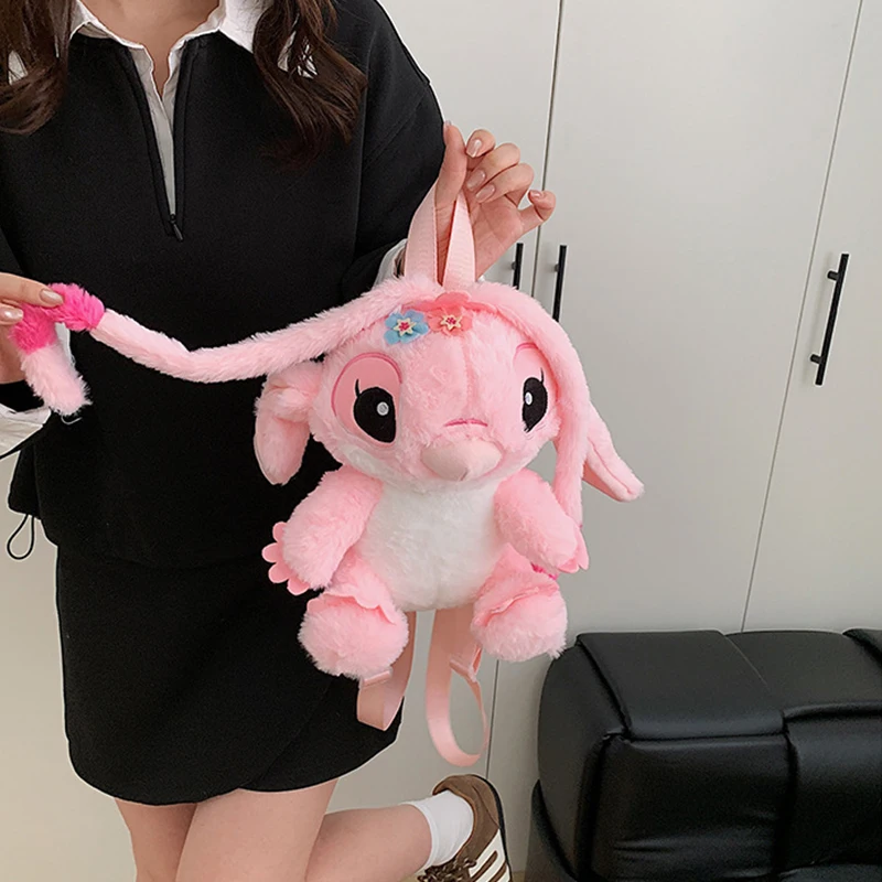 حقيبة ديزني ستيتش أنجل القطيفة، حقيبة ظهر دمية الرسوم المتحركة اللطيفة، حزام كتف قابل للتعديل، هدايا عيد الميلاد والكريسماس #4