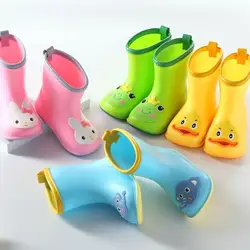 Botas de lluvia impermeables para niños, zapatos de agua ligeros y prácticos para niños pequeños, Botas de lluvia amarillas para niños