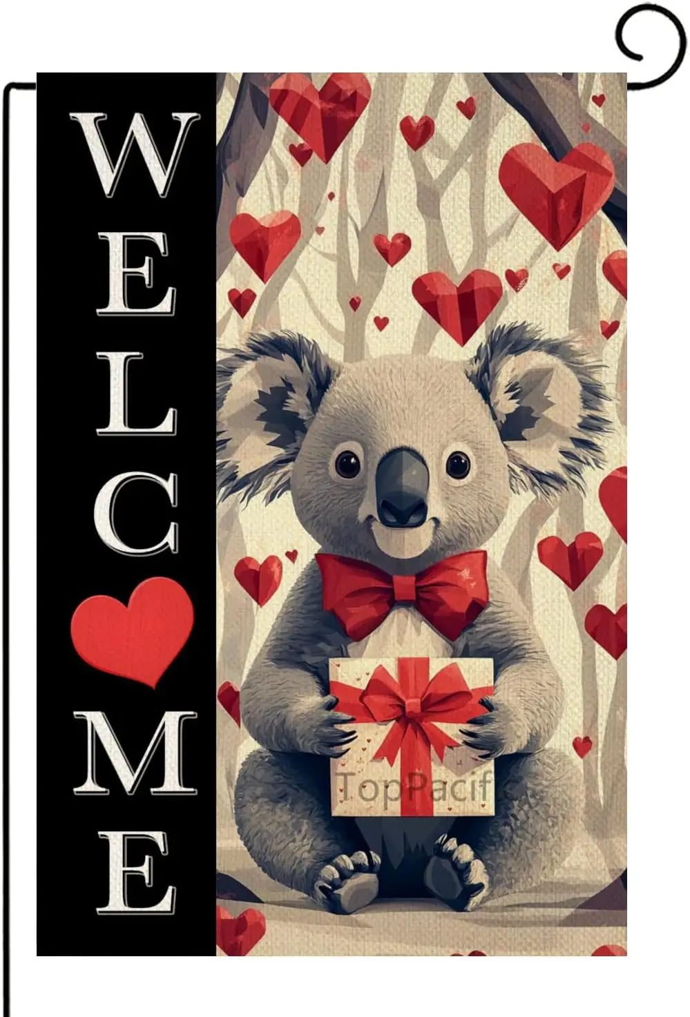 Valentines Day Koala Garden Flag 12x18 Inch Double Sided Love Heart Small Seasonal Valentine's Day Flag Yard Outdoor Yar XAA SSL