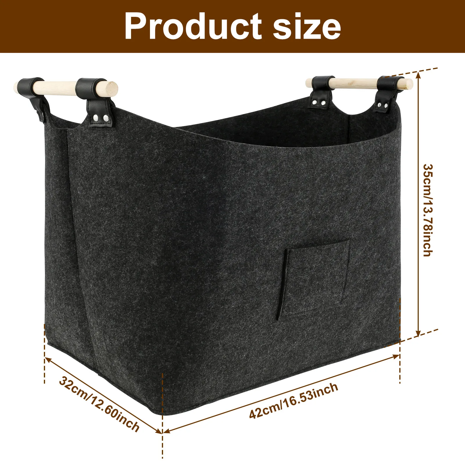 Fire Wood Bag Foldable Firewood Carrier Tote Portable Firewood Holder Bag with Wood Handle Multipurpose Heavy Duty Felt Storage