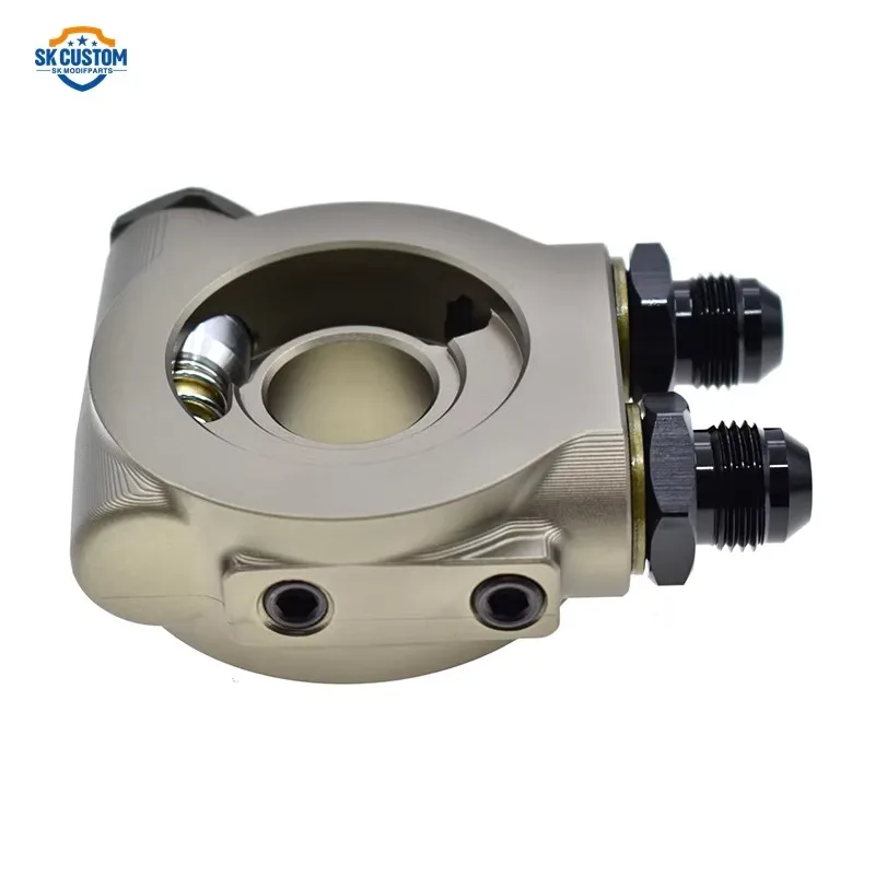 Universal Oil Cooler Sandwich Adapter With in Line Oil Thermostat Oil Sandwich Plate