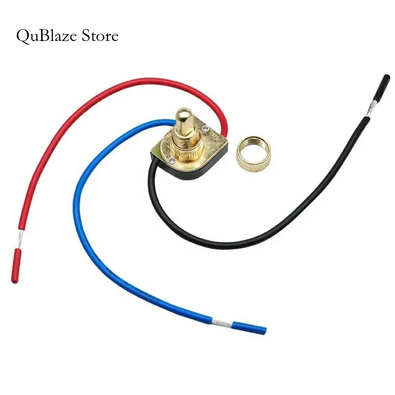 

ZE-157M 3 WAY Push Button Switches Light Tow Circuit 3A125V Metal Bushing With 6 Inch Wire Leads Stripped Ends