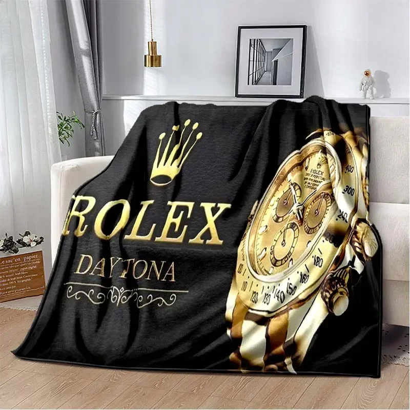 Wygodny flanelowy pluszowy koc 3D modny nadruk logo R-ROLEX sofa dekoracja łóżka ciepły przenośny koc na prezent świąteczny