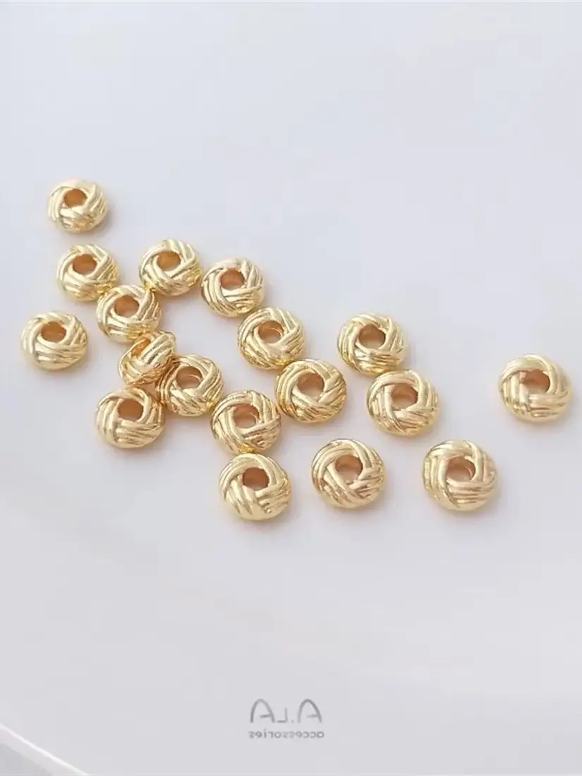 

14K Gold Coated Pineapple Knot Loose Beads, 3x6mm Coil Spacers, Handmade DIY Bracelet Accessories, C148