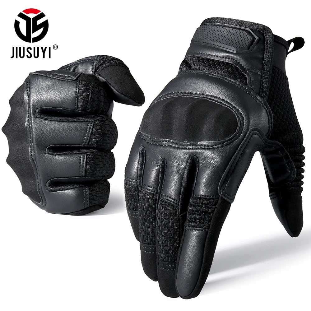 Tactical Full Finger Gloves Leather Airsoft Combat Outdoor Hunting Touch Screen Anti-Skid Hard Guard Protective Gear Men