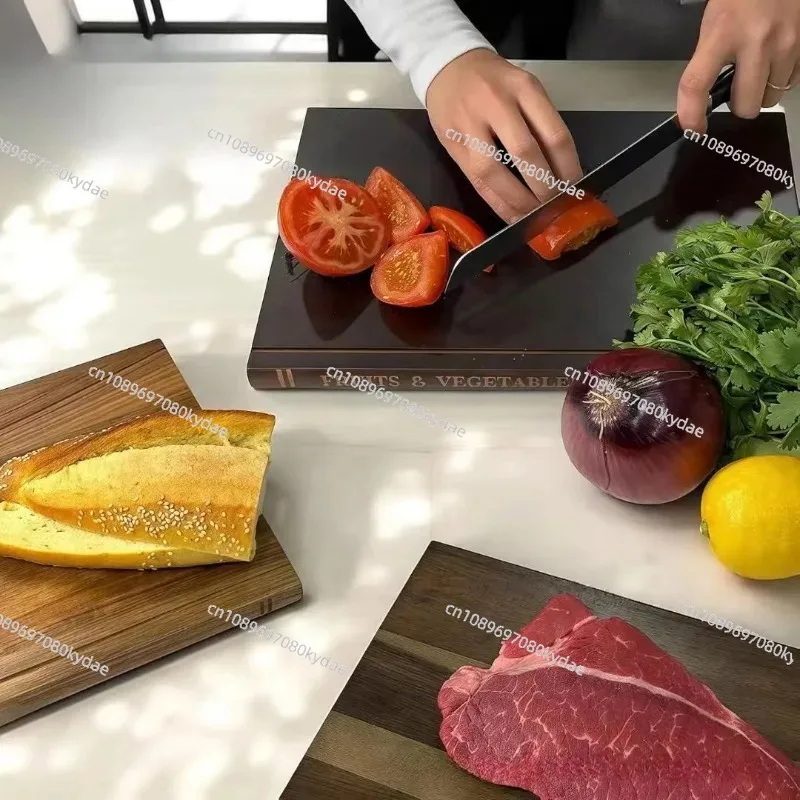 3Pcs Wooden Book Cutting Board Set Solid Wood Chopping Board with Sink