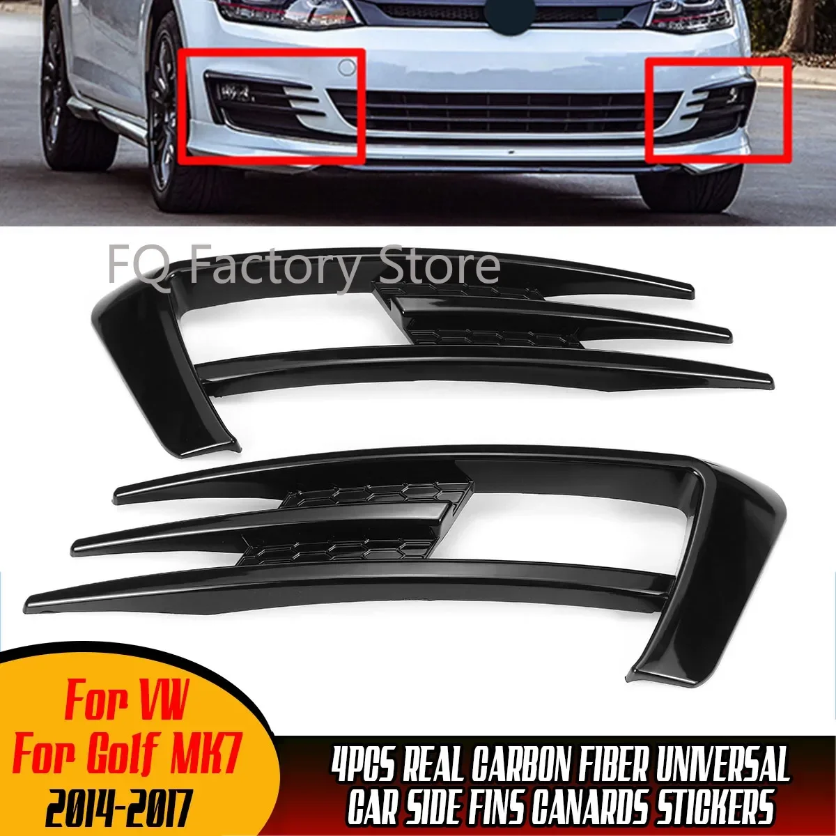 

Pair Car Front Fog Light Grille Grill For VW Golf 7 MK7 GTI 2014 2015 2016 2017 Fog Lamp Lower Bumper Grill