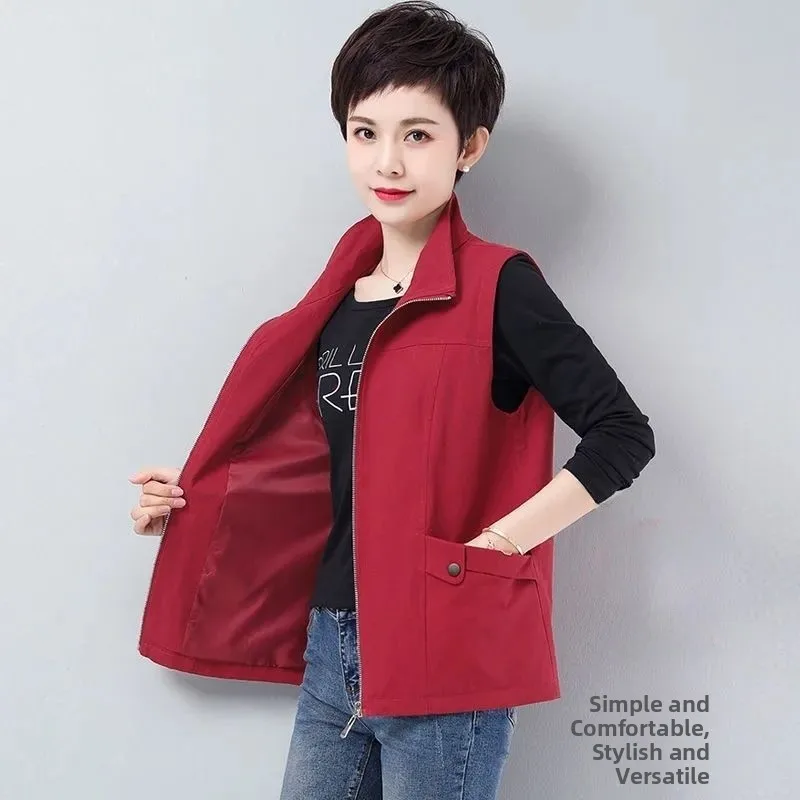 Damska, luźna kamizelka na co dzień, nowość 2024, elegancka, wiosenno-jesienna, modna, dla mam, z włókna trikotowego.