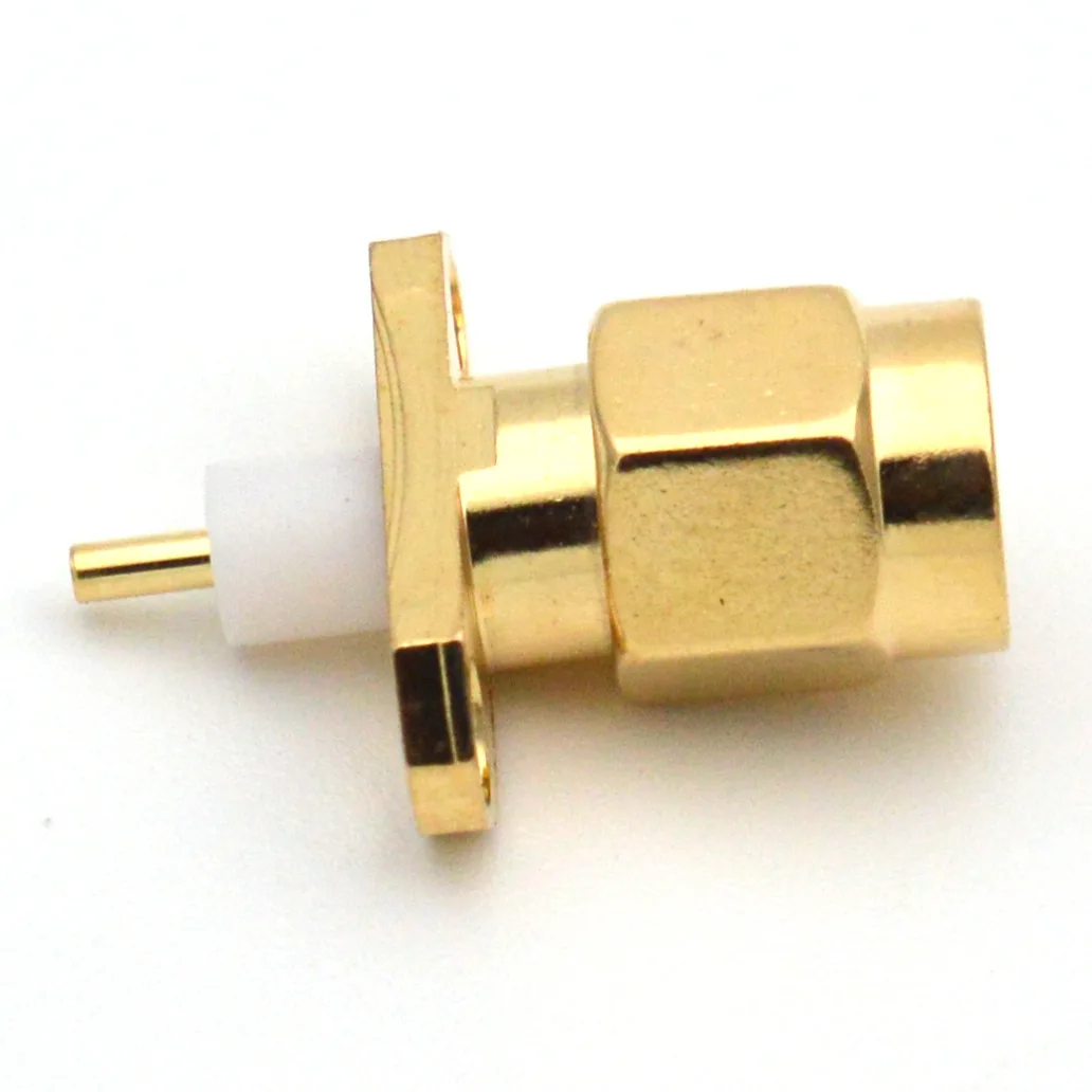 1 Stück SMA-Stecker 2-Loch 16mm Flansch Lötanschluss RF-Stecker SMA-JF Vergoldet – Detail 6