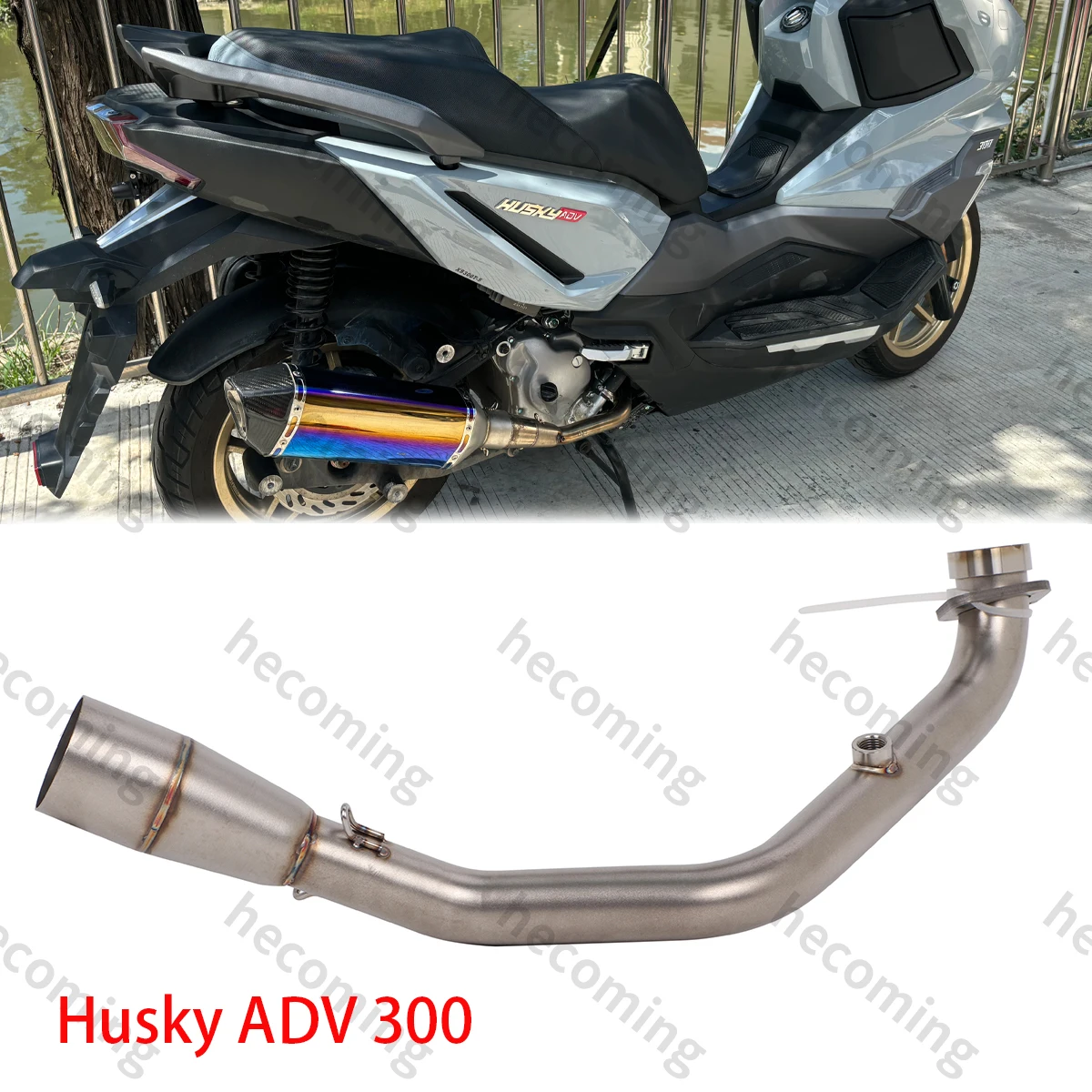 Motorcycle Exhaust Front Pipe For SYM HUSKY 300 ADV 2023-2024 Exhaust Front Link Pipe Slip on 51mm Muffler adv 300 Exhaust Pipe