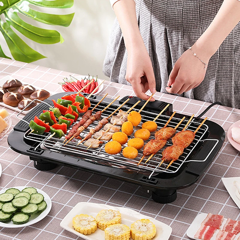 

Electric Grill Multi-function Household Smokeless Barbecue Machine Home Meat Dish Plate Cookers Pan Automatic Non-stick Portable