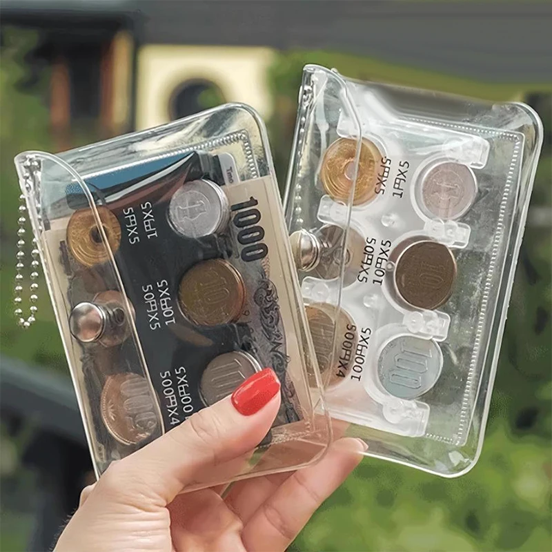 Colourful Transparent Coin Clip Organizer Small Wallet Loss Prevention Clip Japanese Currency Sorting Travel Portable Card Case