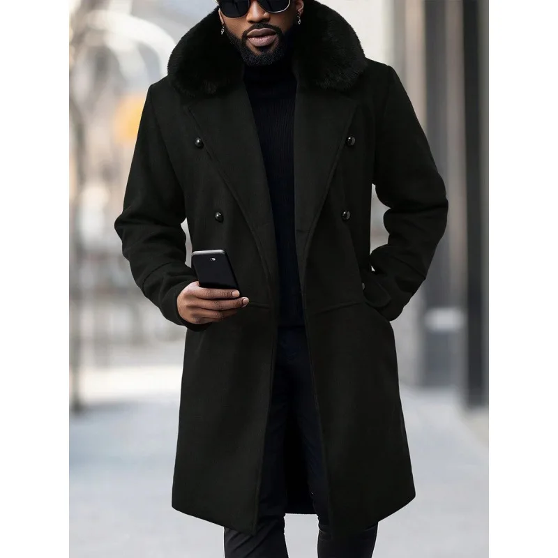 

Fur Collar Wool Coat Thickened Winter Coat for Middle-Aged Women Spring 2026 Fashion Style Other Material 100% No Hat