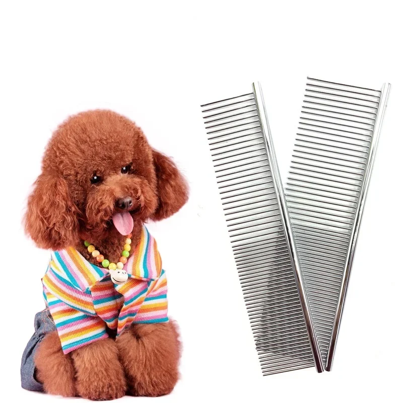 Stainless Steel Pet Dematting Comb for Dogs and Cats - Gently Removes Loose Undercoat Flea Tangles and Knots - Pet Grooming Tool