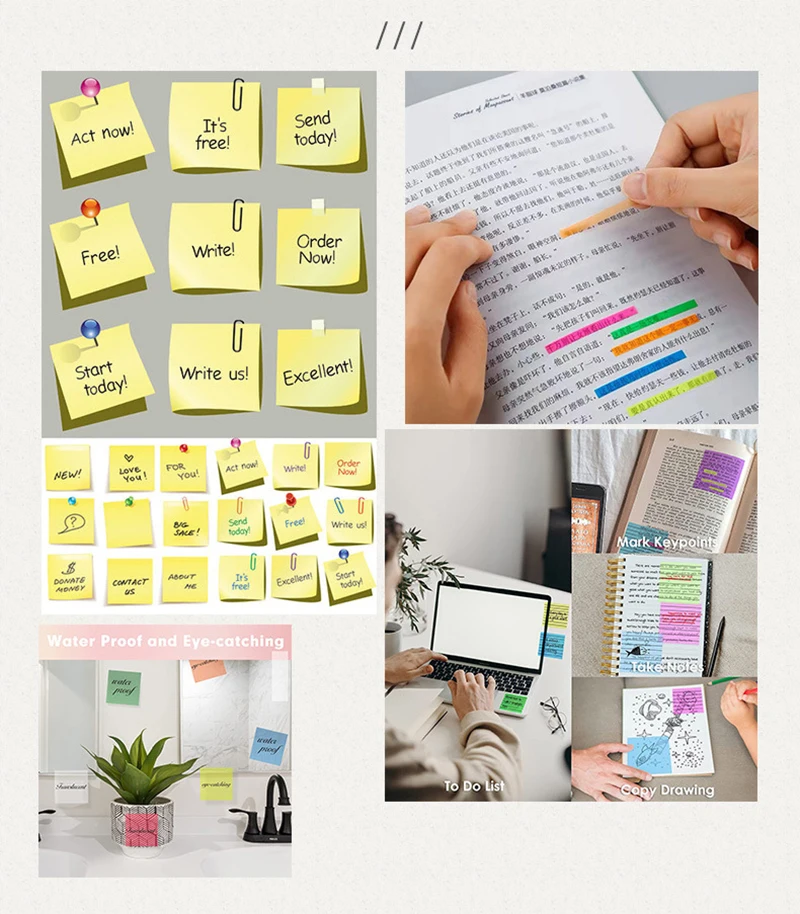 Reading Aid Highlight Sticker Transparent Fluorescent Index Tabs Flags Sticky Note Stationery School Office Supplies