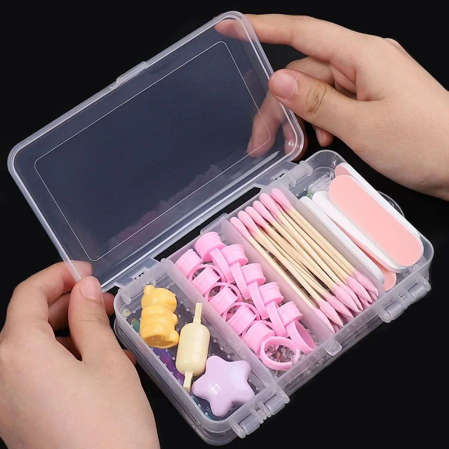 Manicure Tools Charms Jewelry Box Plastic Earrings Storage Double-sided 10 Grid Compartment Nail Portable Storage Box Double