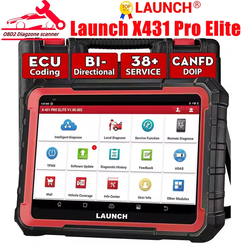 LAUNCH X431 PRO ELITE Car Diagnostic Tool CAN FD DOIP All Systems OBD2 Scanner 32 Resets Active Test VAG Guided FCA Key Program