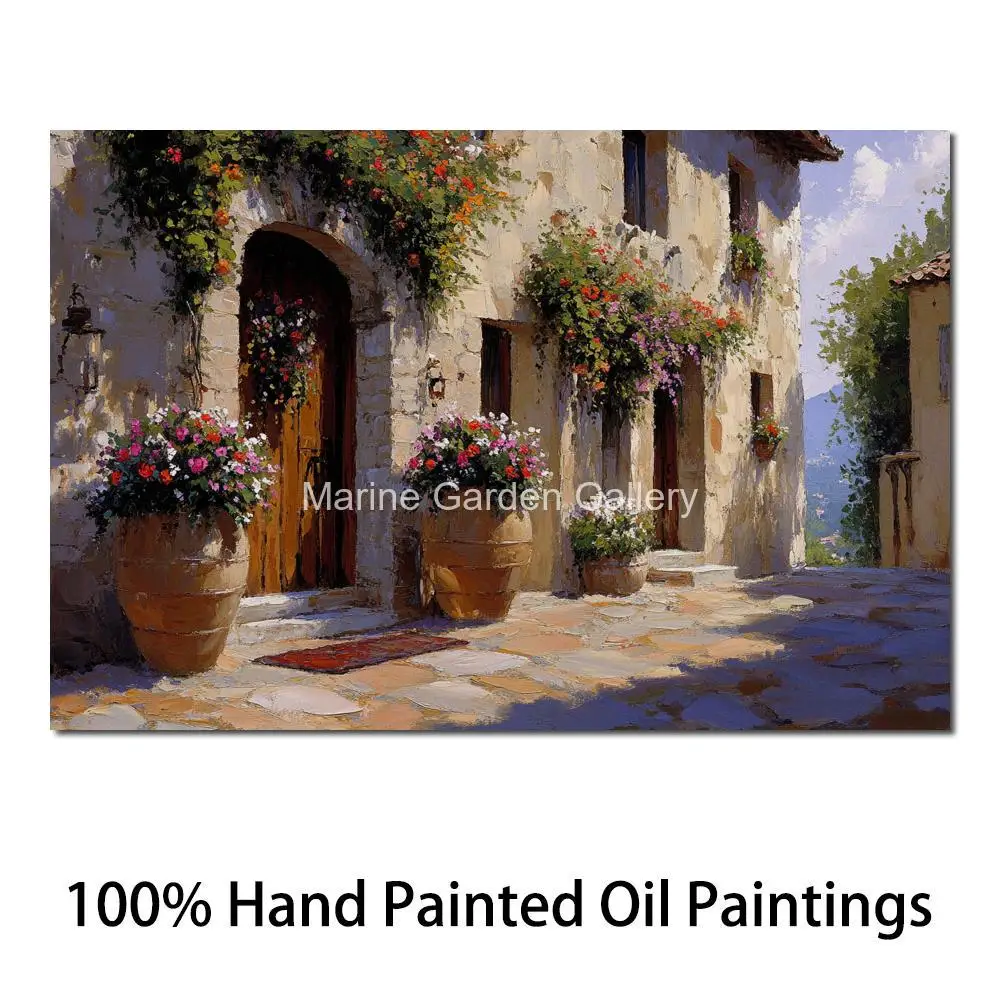 

Textured Canvas Wall Art Hand Painted Oil Painting Italian Street Impressionist Artwork Modern Hotel Office Decor High Quality