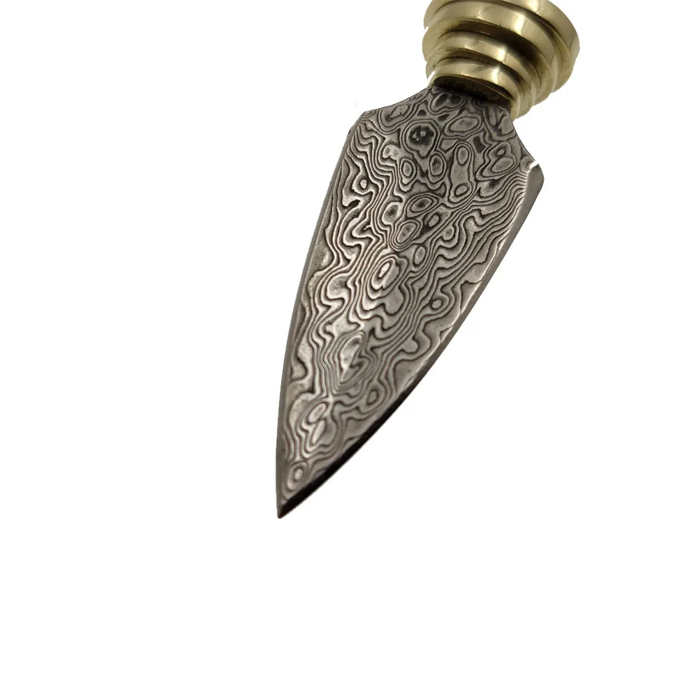 Swayboo Damascus Steel Tea Knife Semi-finished DIY Knife Needle  Straight  With Brass Fittings