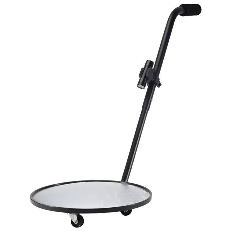 4X Under Vehicle Inspection Mirror - 12-Inch Diameter Security Mirror With Wheels And LED Light
