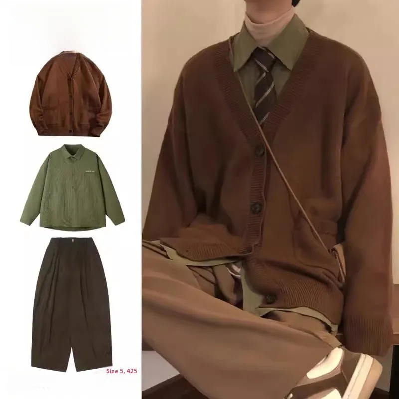 

Мягкий уютный зимний вязаный свитер, комплект футболок с V-Ne Long Sve, повседневный свободный крой, открытый кардиган в стиле ретро, ленивый слей