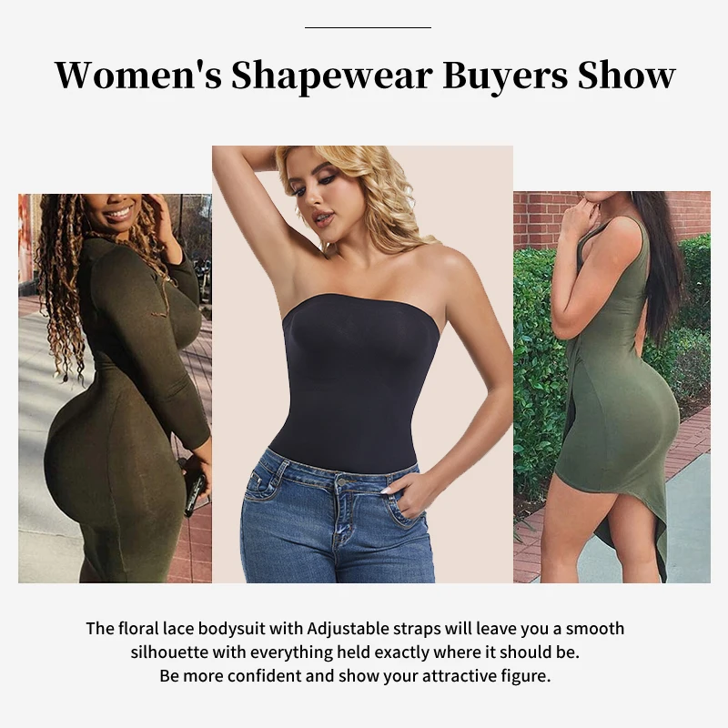 Strapless Shapewear Bodysuit for Women Off the Shoulder Seamless Tummy Control Sculpting Briefs Tube Tops Sexy Body Shaper