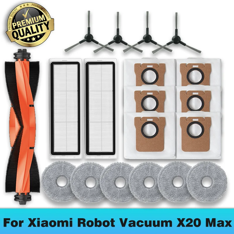 

For Xiaomi Robot Vacuum X20 Max / D109GL Parts Accessories Main Brush Side Brush Hepa Filter Mop Cloth Dust Bag Replacement