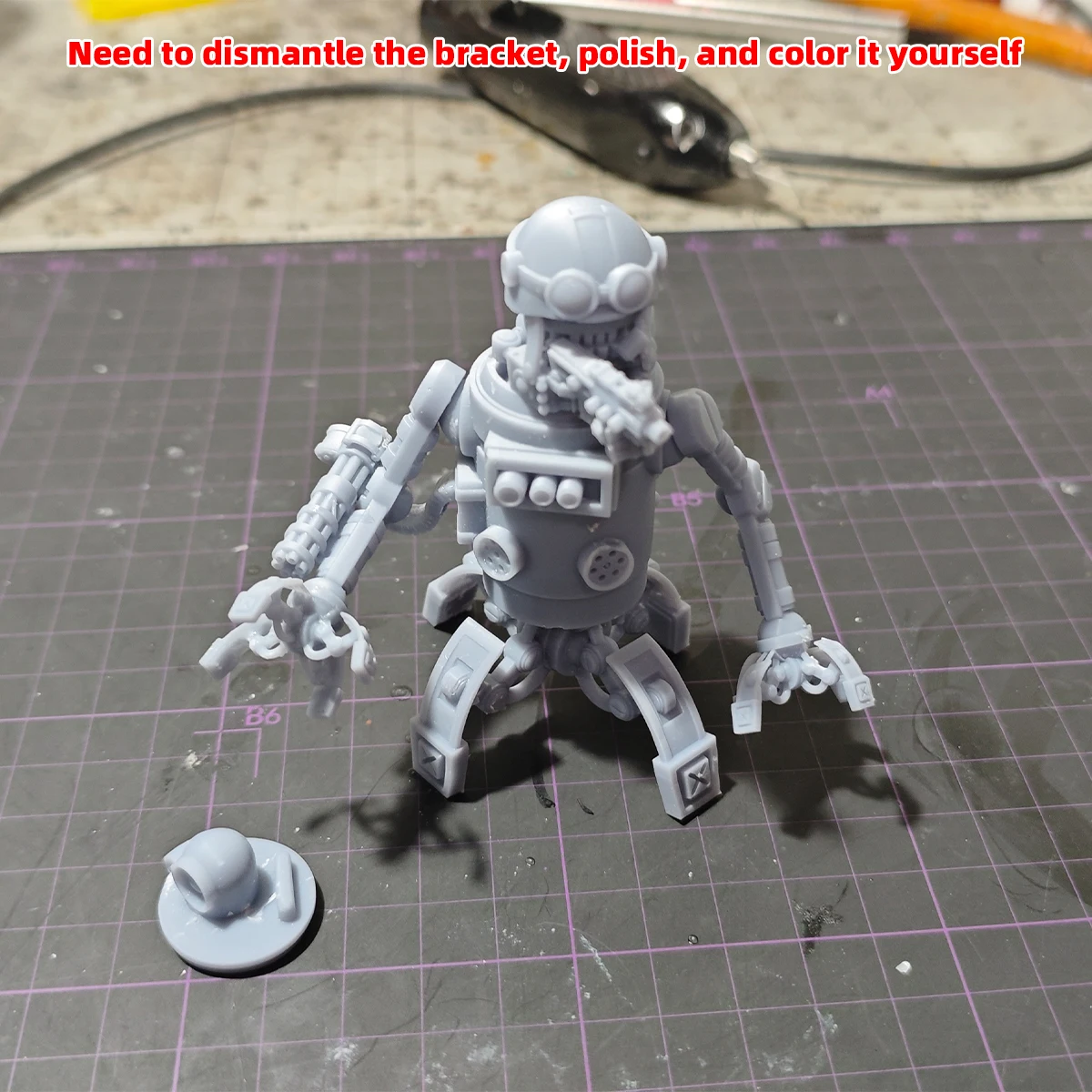 Q-Version Modellbausatz 3D-Harz Miniatur-Soldatenfiguren Diorama Unbemalte Sci-Fi-Cartoon-Pilotierte Mecha-Drohne DIY – Detail 1