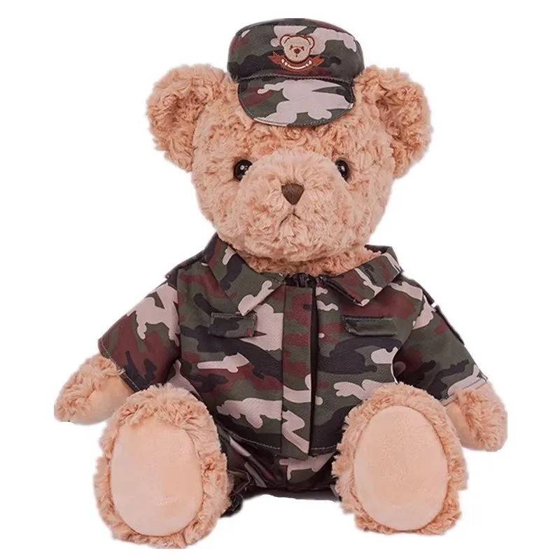 Oso de piloto, uniforme de tráfico de bombero militar, osos de peluche, muñeco de peluche suave, juguete de peluche para niña y niño, regalo de cumpleaños y Navidad, 1 ud.