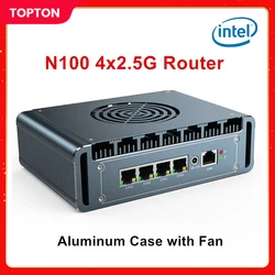 12th Gen Intel N100 Firewall Router Aluminum with Fan 4x i226 2.5G LAN Celeron N5105 J4125 pfSense PVE Computer Firewall Mini PC