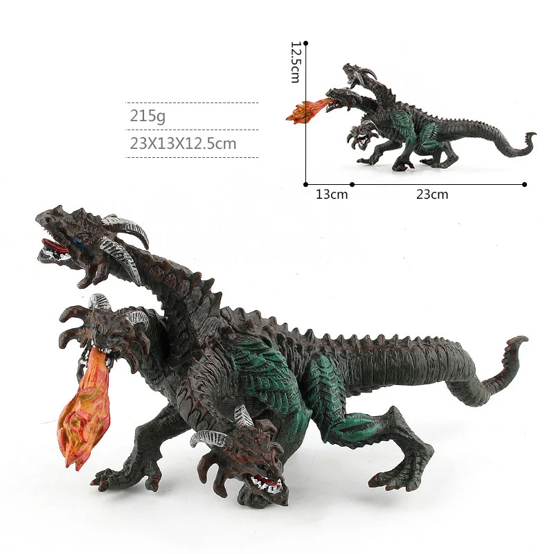 Fantasy Magical West Monster Three-Headed Dragon Animal Toy Model Resin Figure Figurine Home/Office Decoration Collectible Toy