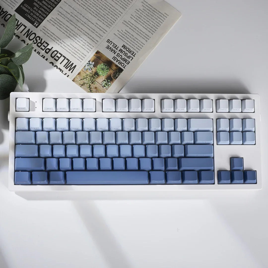 Haze blue side engraved transparent keycap PBT material dipping process OEM height