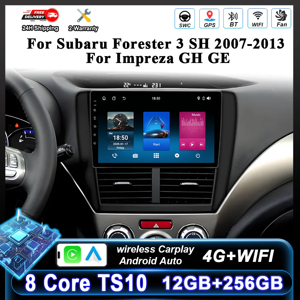 

Android 16 Carplay For Subaru Forester 3 SH 2007-2013 For Impreza GH GE Auto Radio Auto Multimedia Player Head Unit 4G Wifi DSP