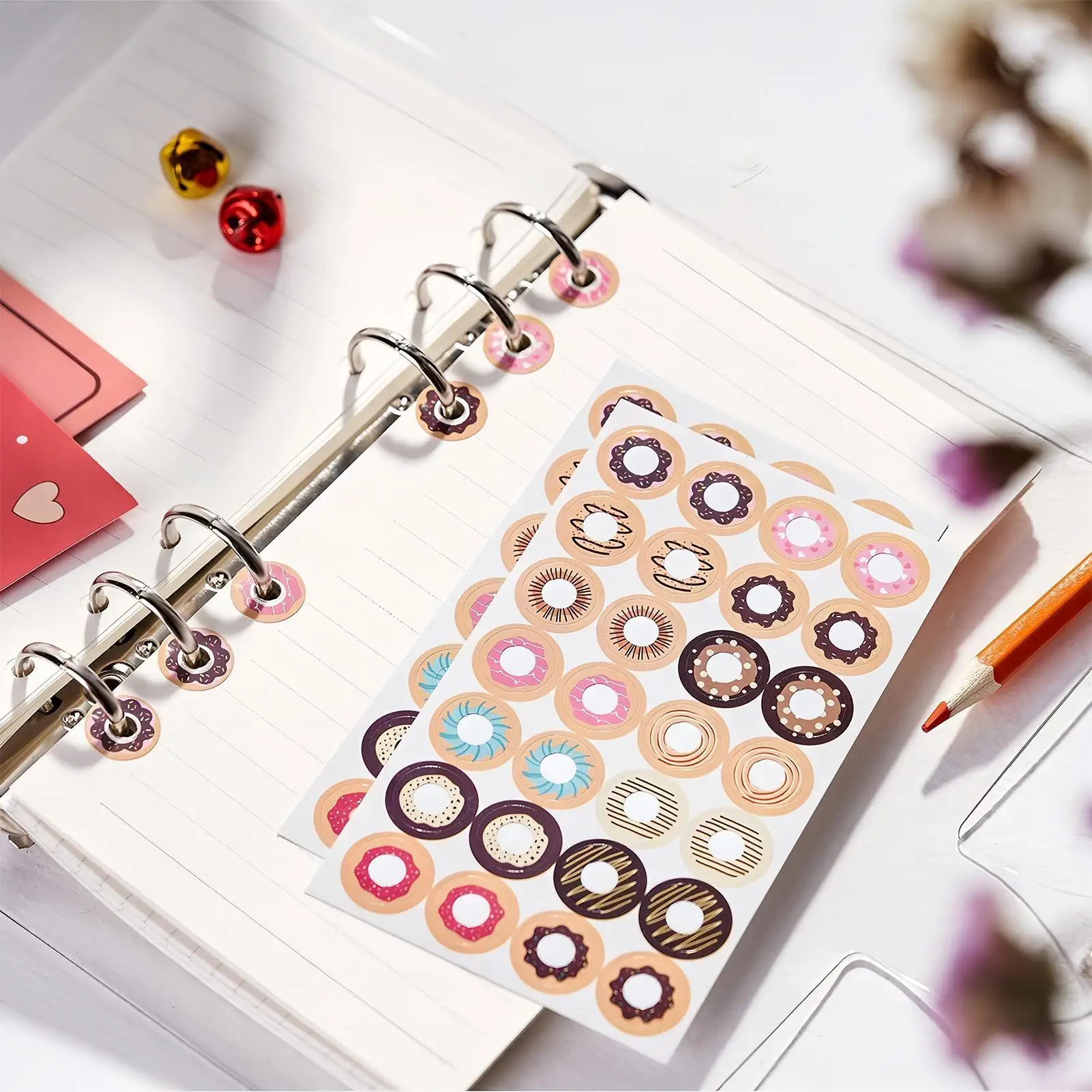 Binder-Loch-Aufkleber, runde, klebrige Verstärker, selbstklebende Lochschutz für Papier zum Zeichnen, lose Notizen, Paketbuch