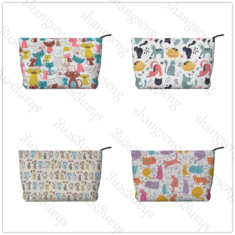 

Cats cute funny Cosmetic bag toiletry storage bag ladies box, corduroy cosmetic bag, travel zipper storage bags